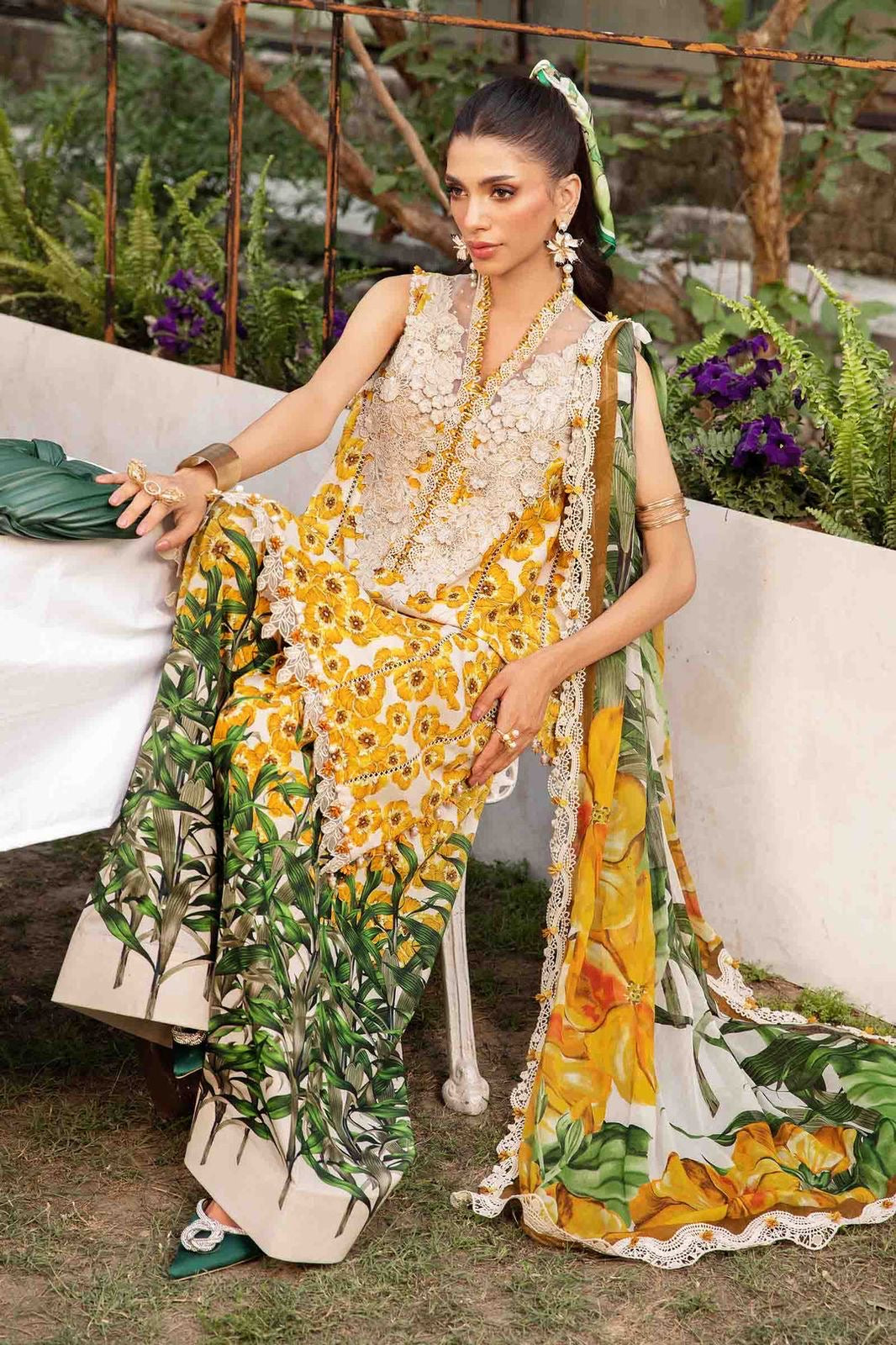 MARIA.B lawn digital printed embroidered patch-work unstitced 3pc