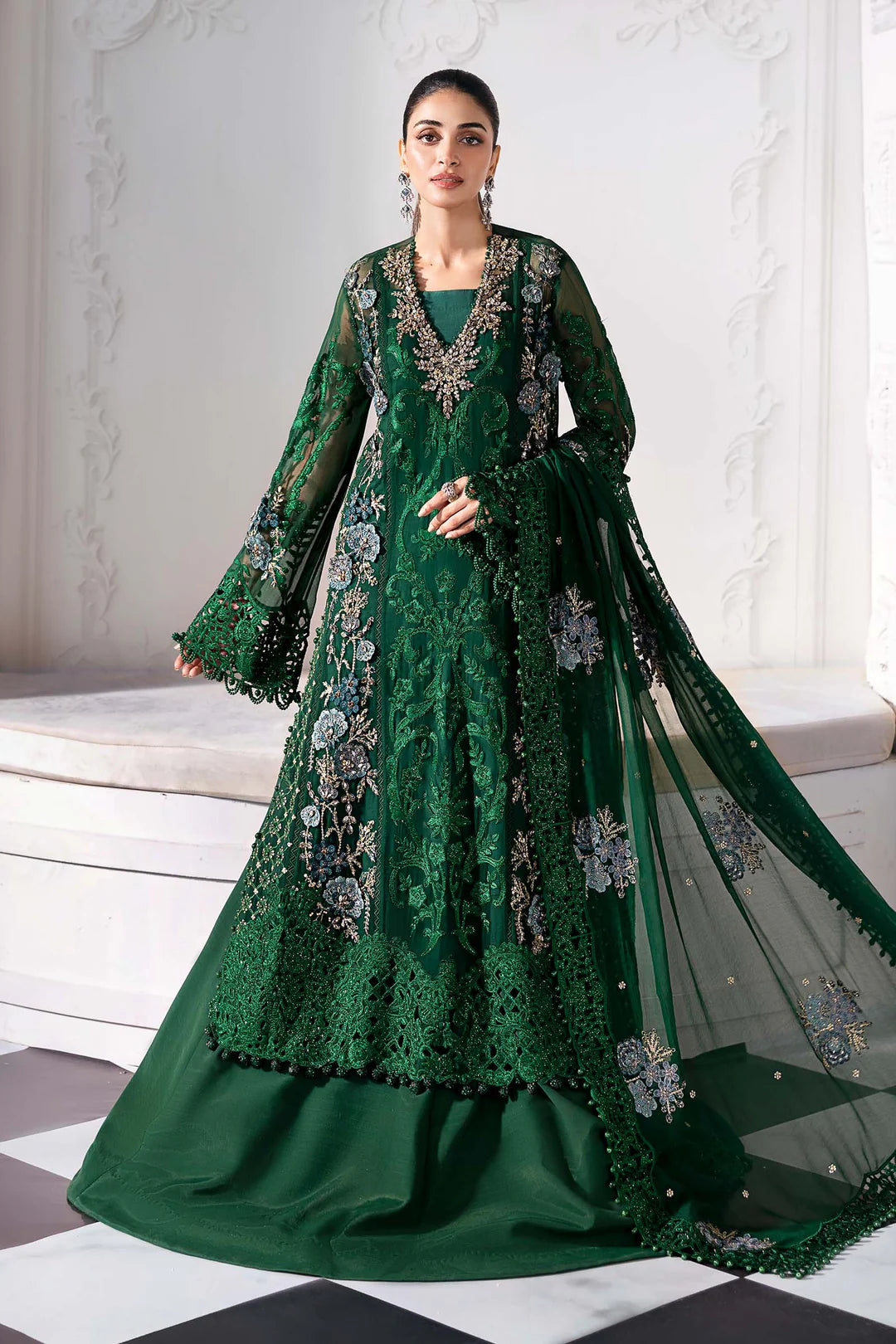 3 Piece Unstitched Embroidered Chiffon Suit | BD-3008
